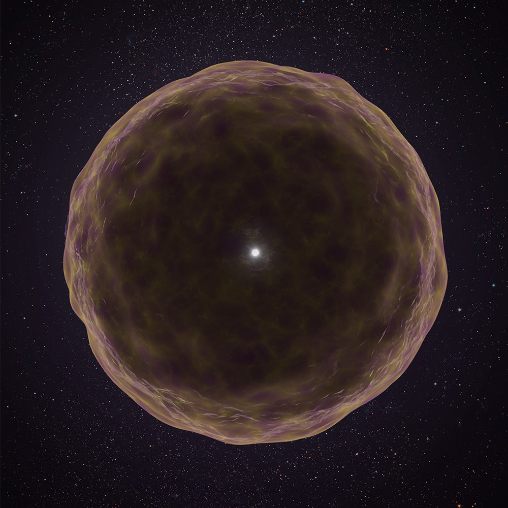 This image shows an artist’s illustration of the extremely stripped supernova 2021yfj. Credit: Keck Observatory/Adam Makarenko.