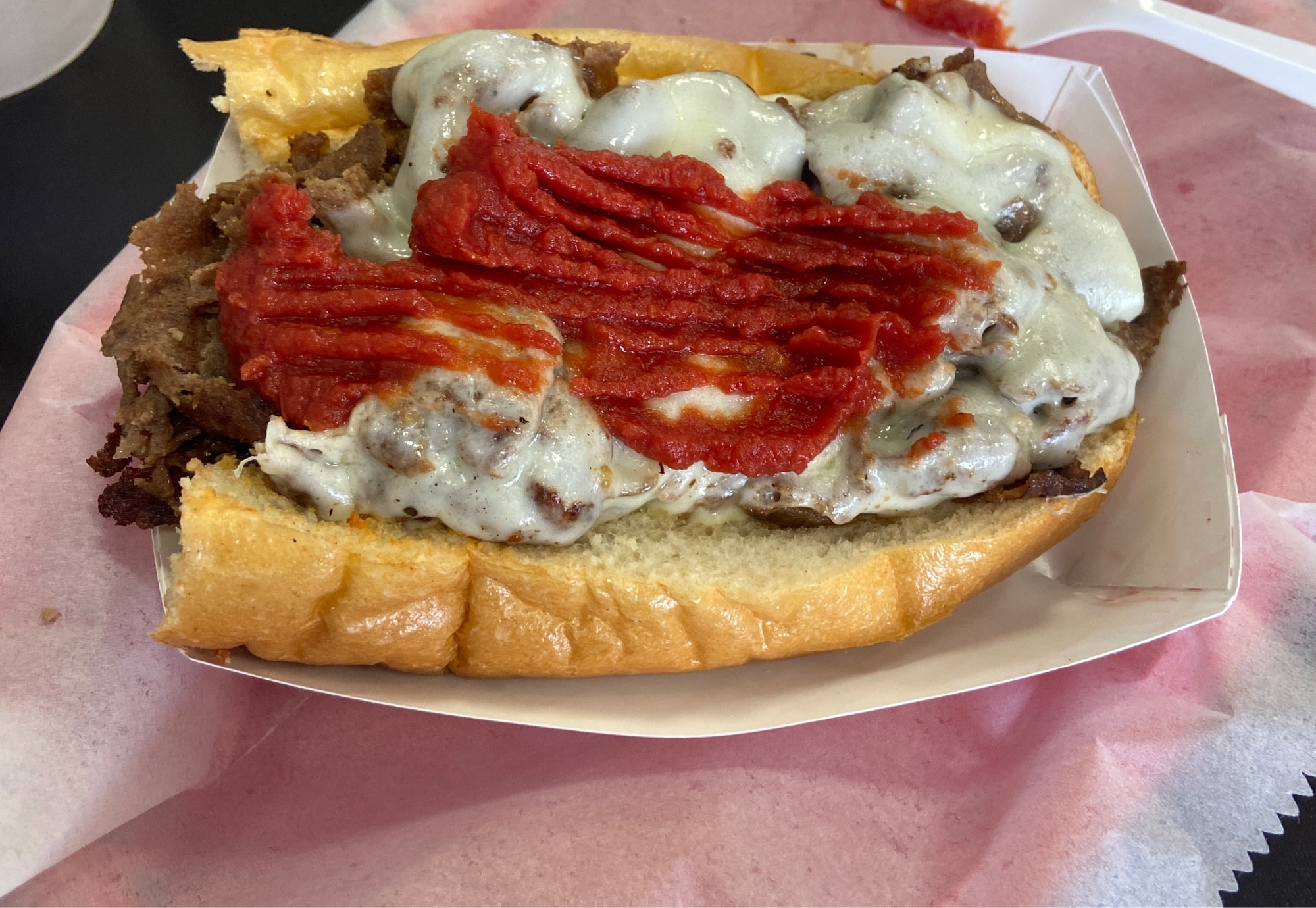 cheesesteak with pizza sauce