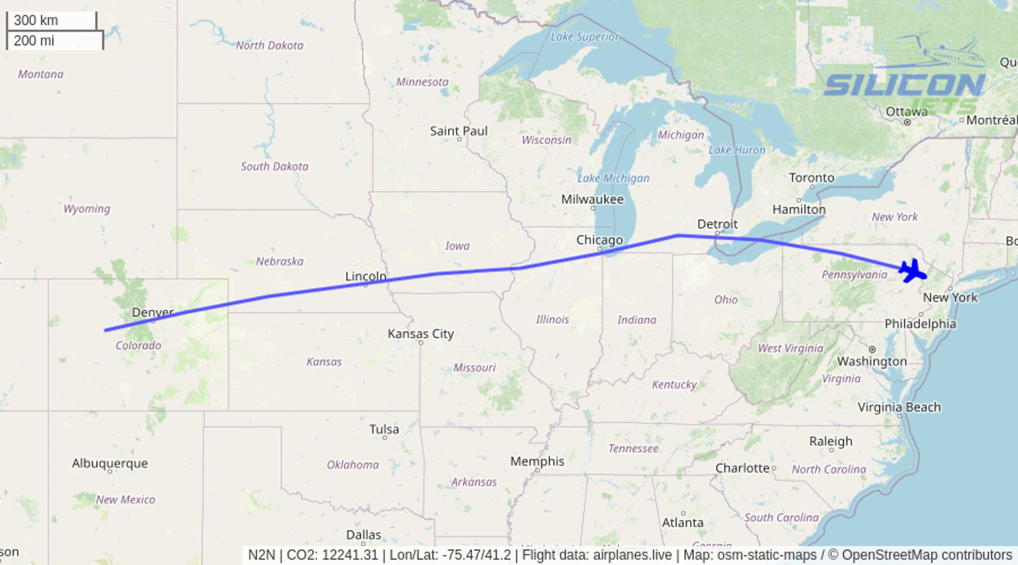 N2N (#gulfstream G650 reportedly used by #timcook) no longer detected in flight. Emissions est. 13469 kg #CO2 (compared to 698 kg flying commercial). #CO2emissions