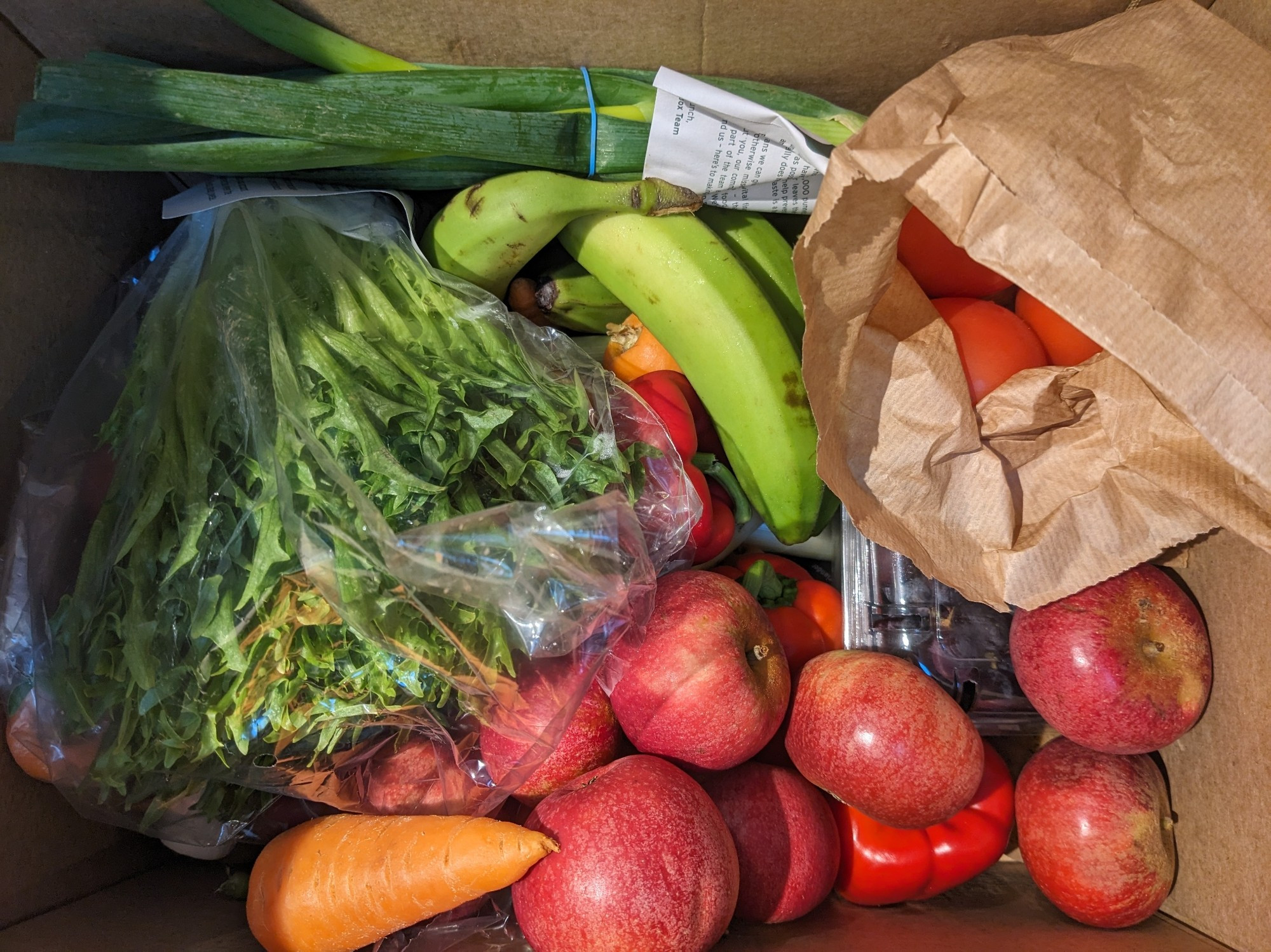 A box of fruit and vegetables