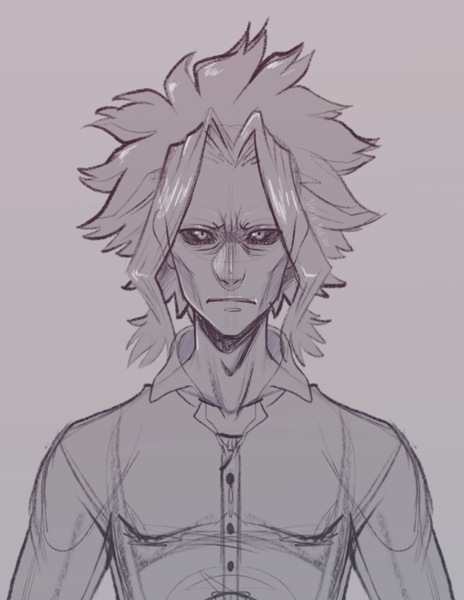 A portrait sketch of Toshinori Yagi from My Hero Academia.