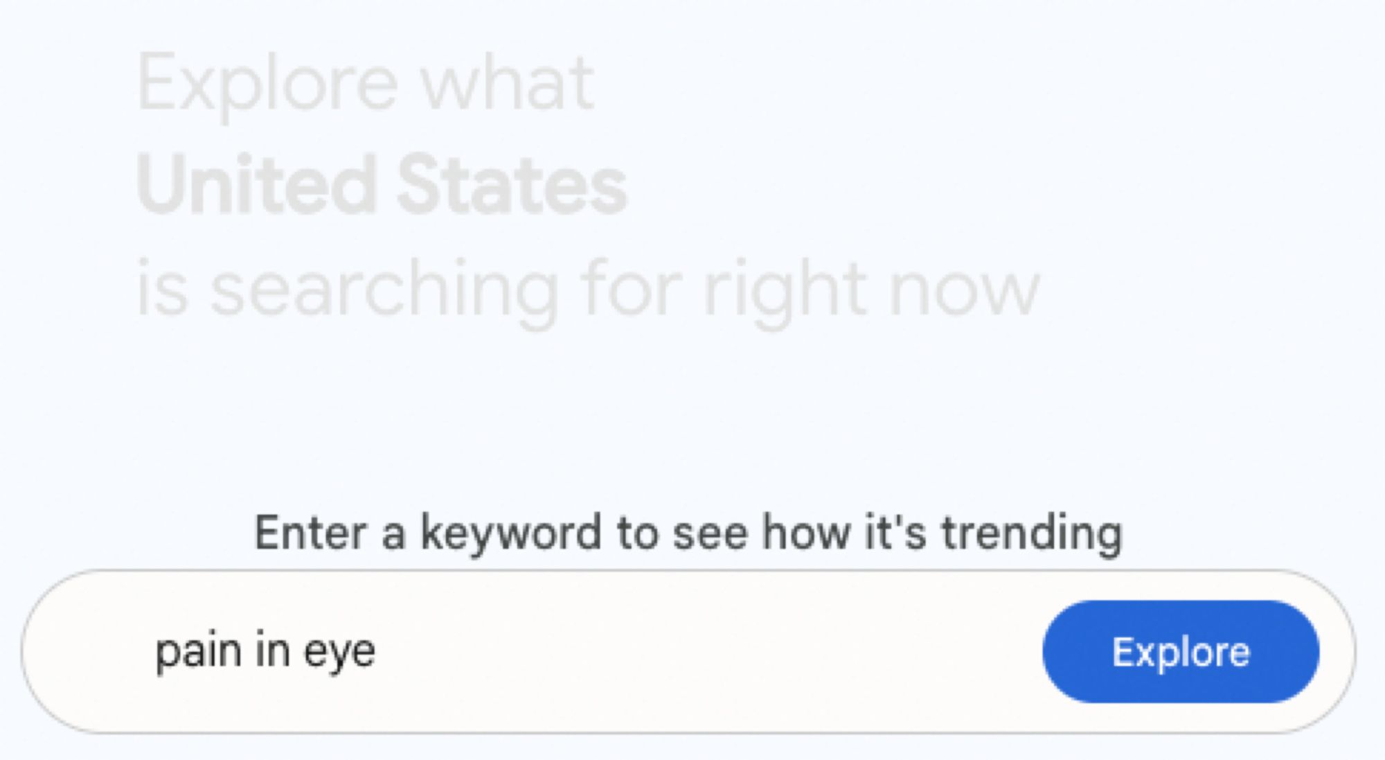 a google trends search for "pain in eye"