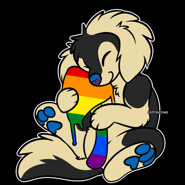 A saluki hugging a rainbow drippy pride mushroom