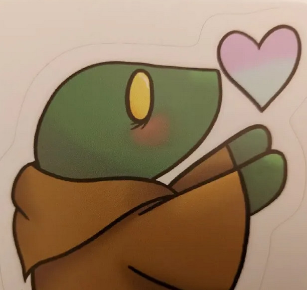 un tomberry qui tient un petit coeur.
Sticker que j'ai acheté sur une boutique de : https://linktr.ee/zombiecheshirepro