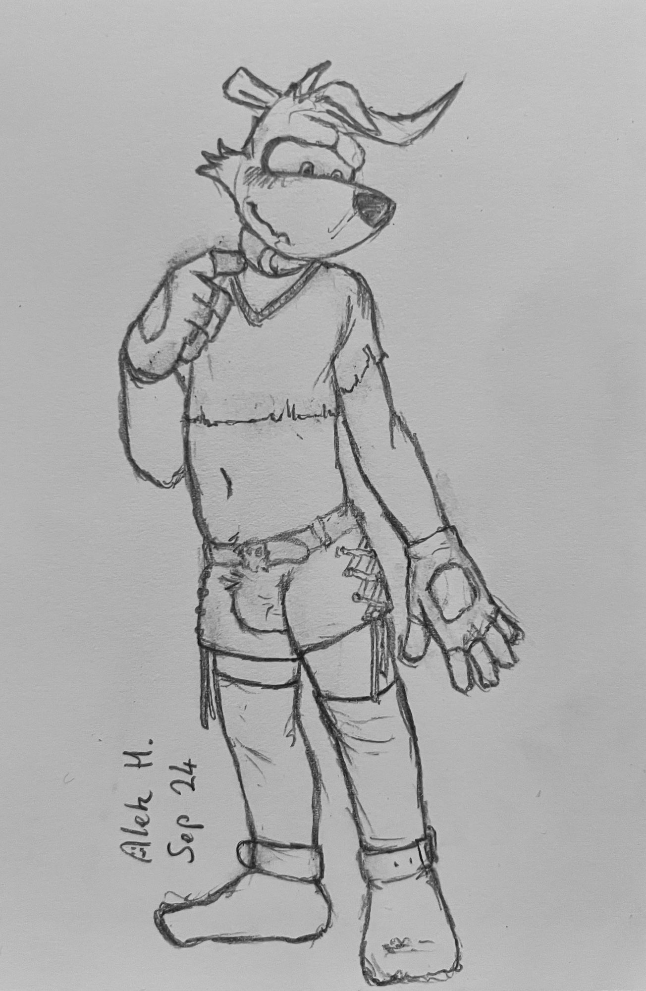 Sly the Tasmanian tiger wearing feminine and suggestive clothing.