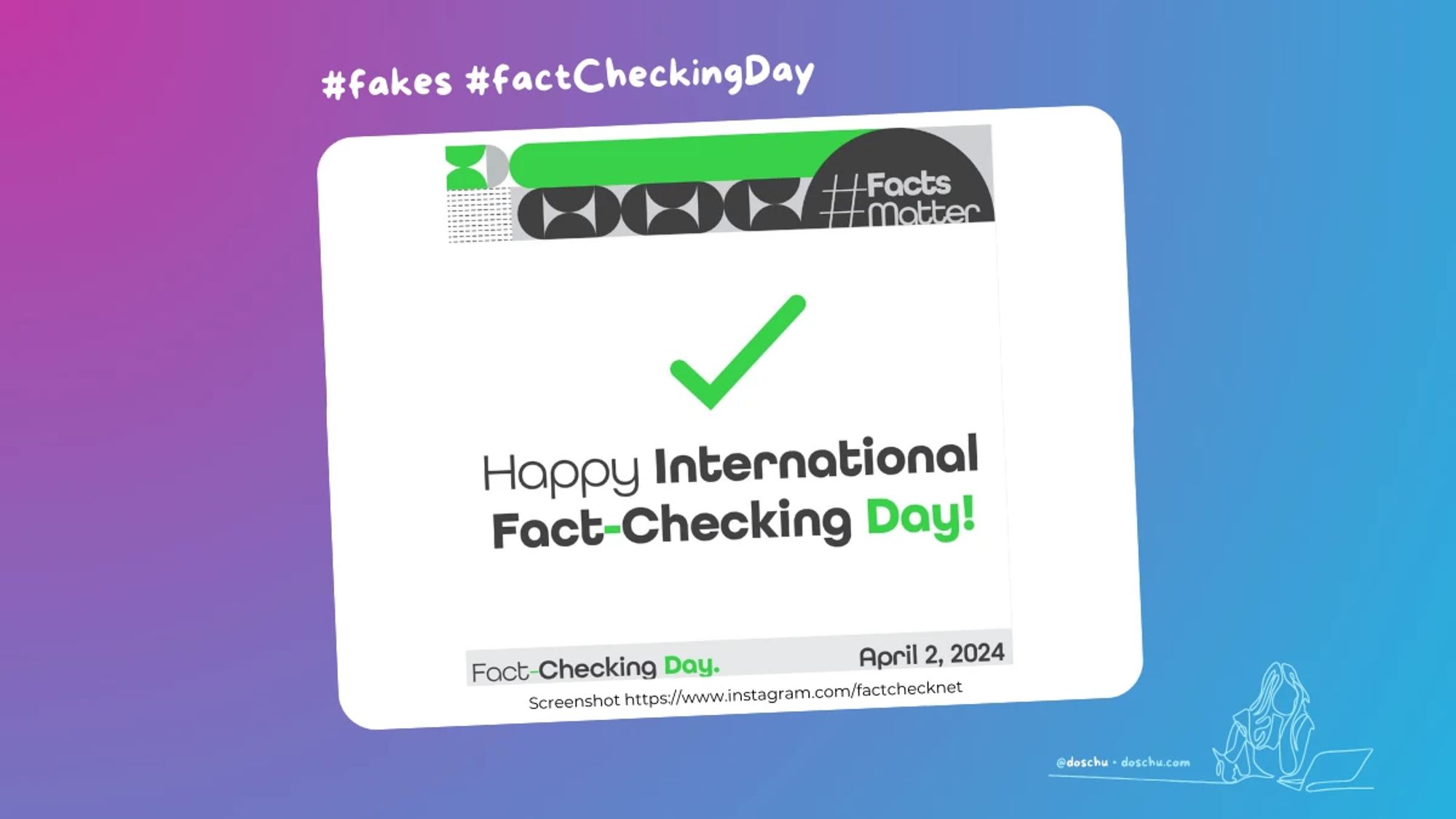 Illustration mit Screenshot des Instagram-Posts zum "Happy International Fact-Checking Day"