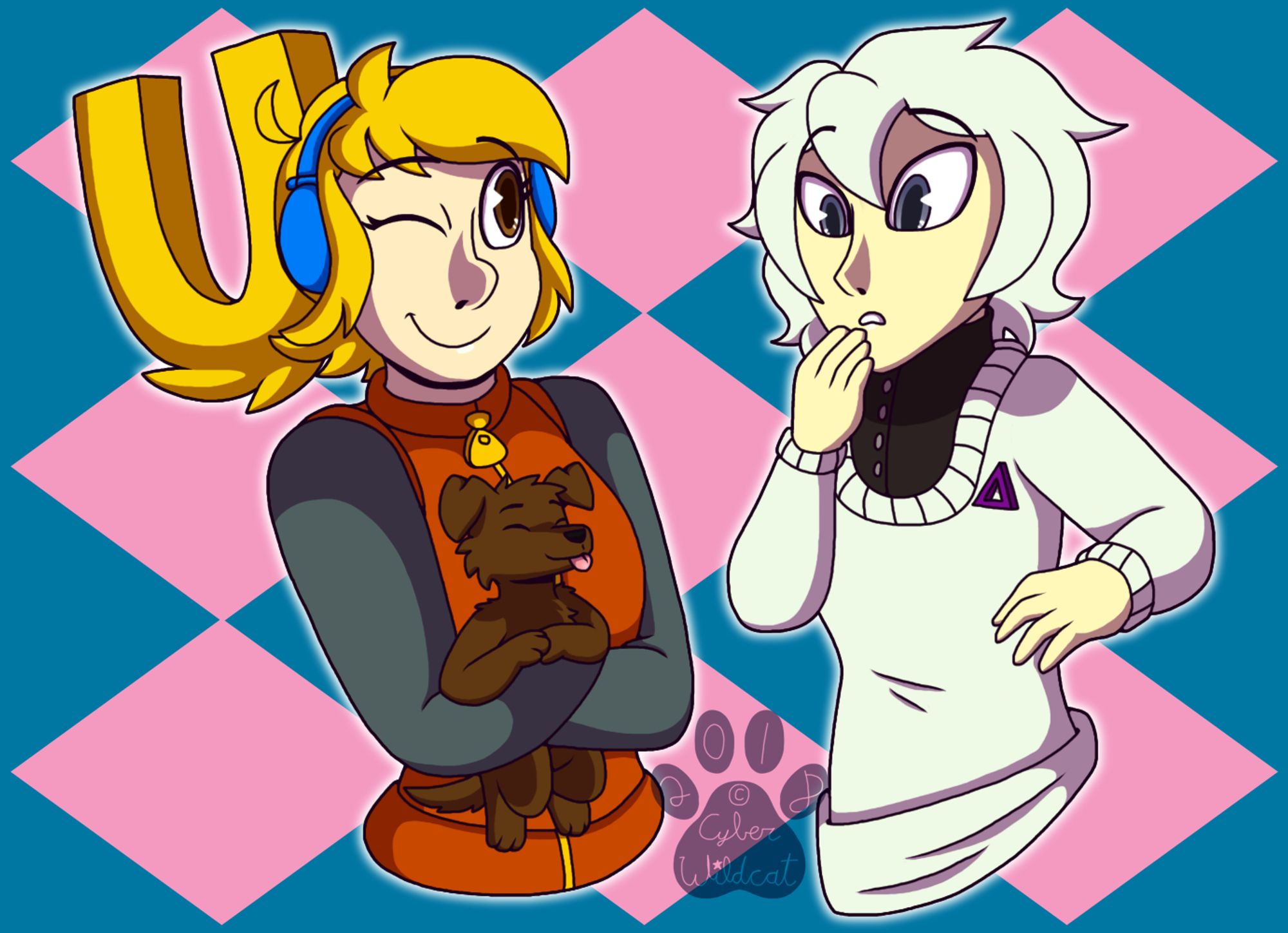 Robin showing a puppy to Royal, just to accentuate the fact that there are no dog characters in Iconoclasts