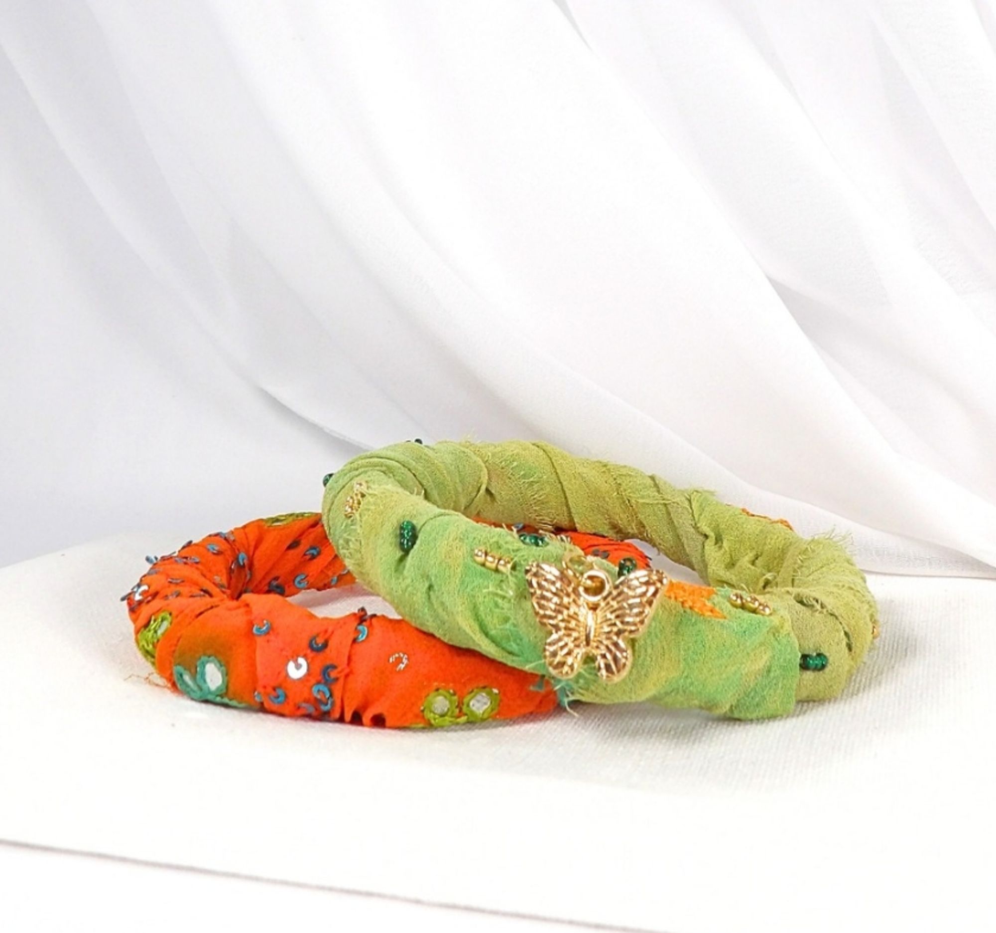 Sari silk bangle bracelet set