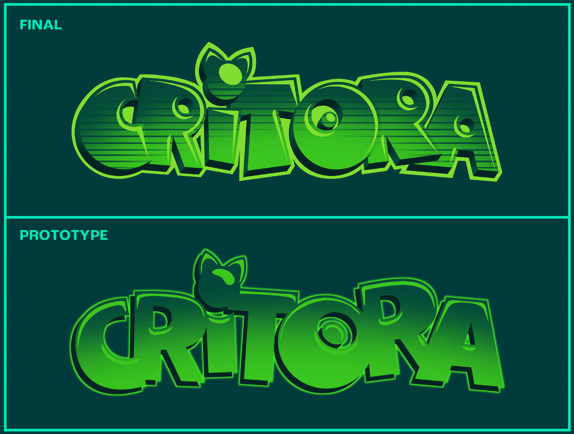 Top: April 14, 2022 finalized design of 2022 CRiTORA logo.
Bottom: November 28, 2021 prototype design of CRiTORA logo.