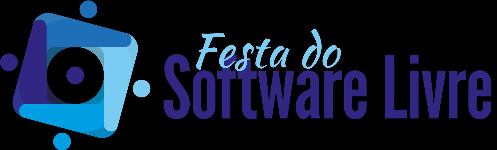 logotipo da Festa do Software Livre em tons de azul