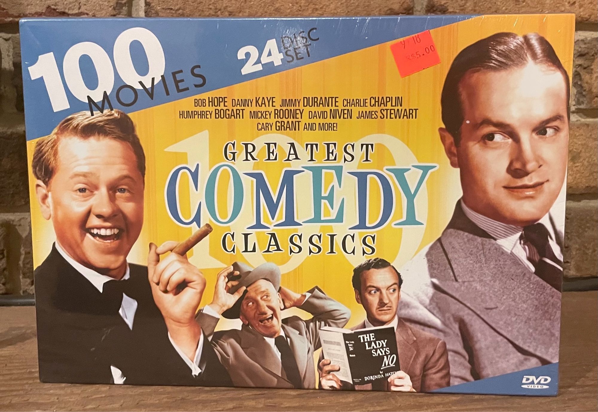 The box has Mickey Rooney, Jimmy Durante, David Niven and Bob Hope on the cover.