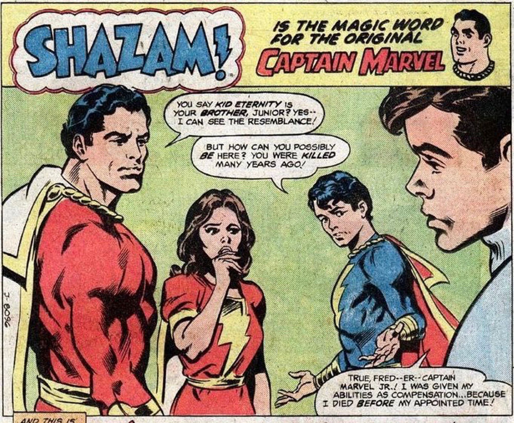 An image from Bridwell’s fantastic run on Shazam in World’s Finest. From the story where Kid Eternity was revealed to be Captain Marvel Jr.‘s brother.