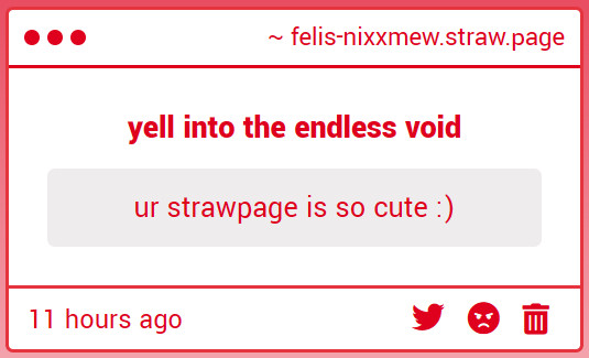 StrawPage Anon Submission: ur strawpage is so cute :)