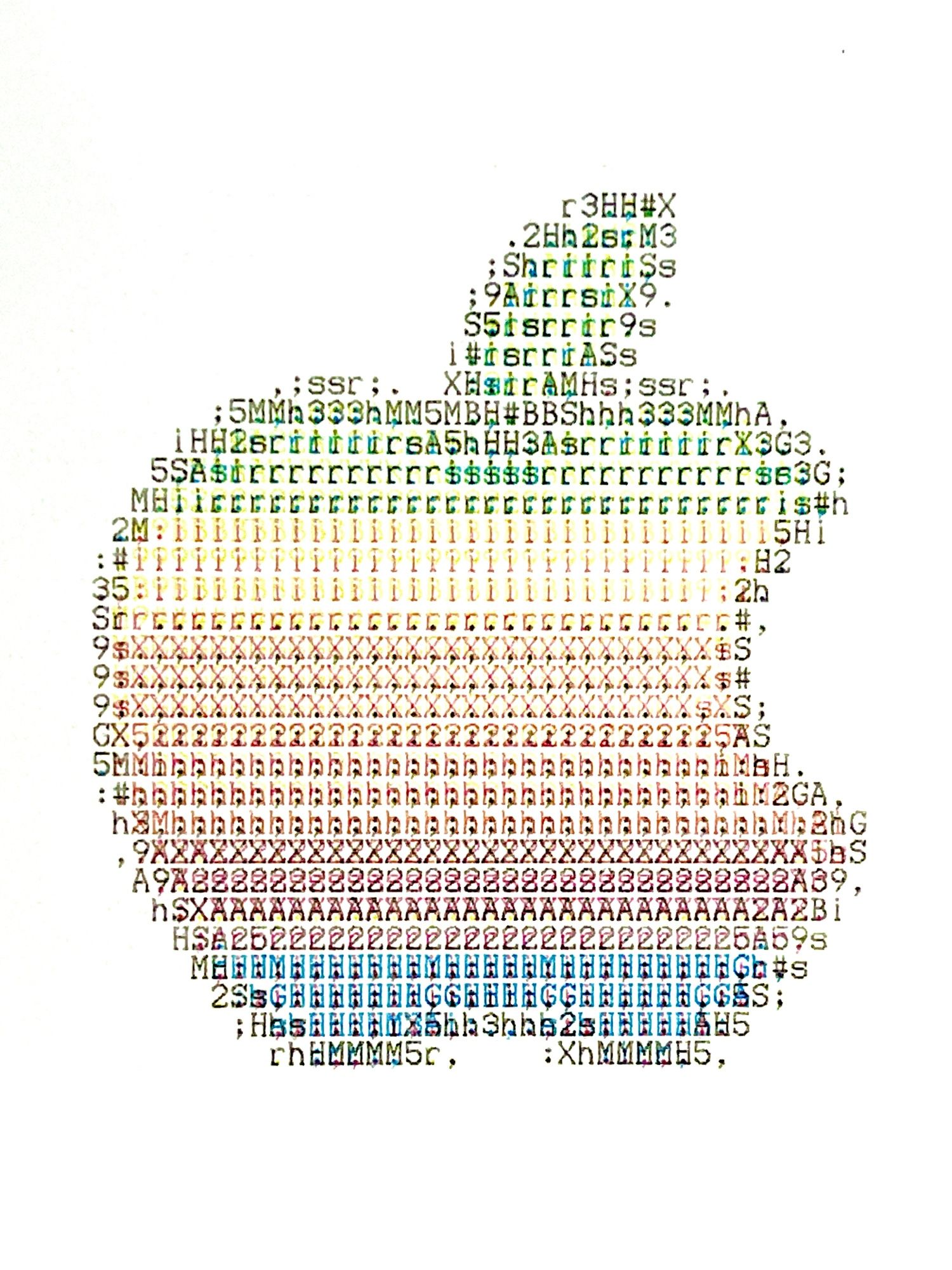 Color Apple logo in color ASCII art