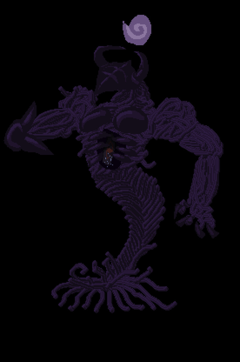 purple tentacle monster with darker parts made from carapace