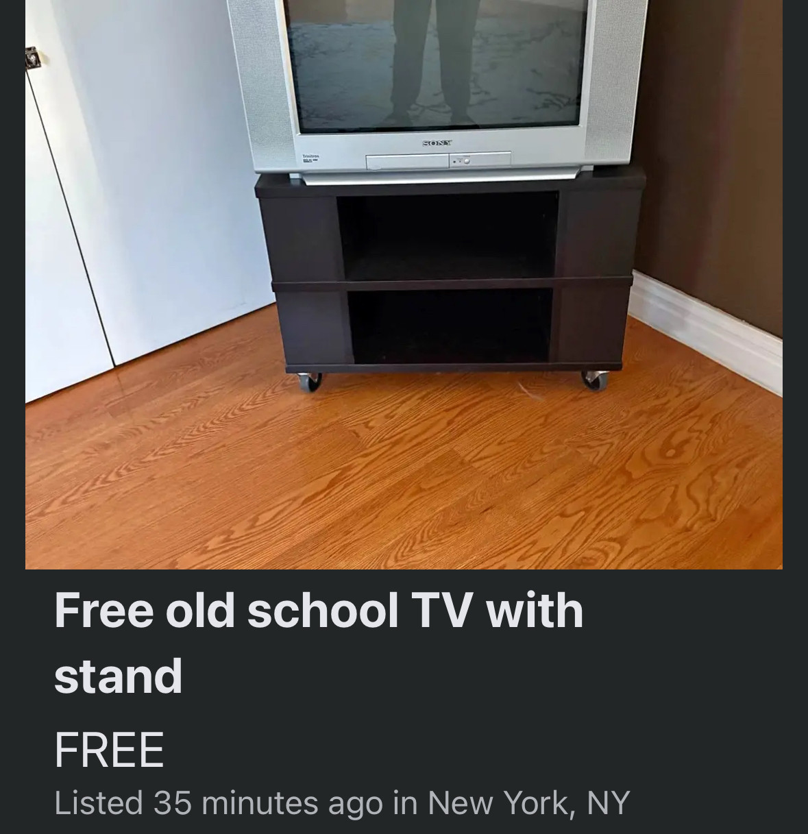 Free old school tv with stand and it’s a Sony wega 