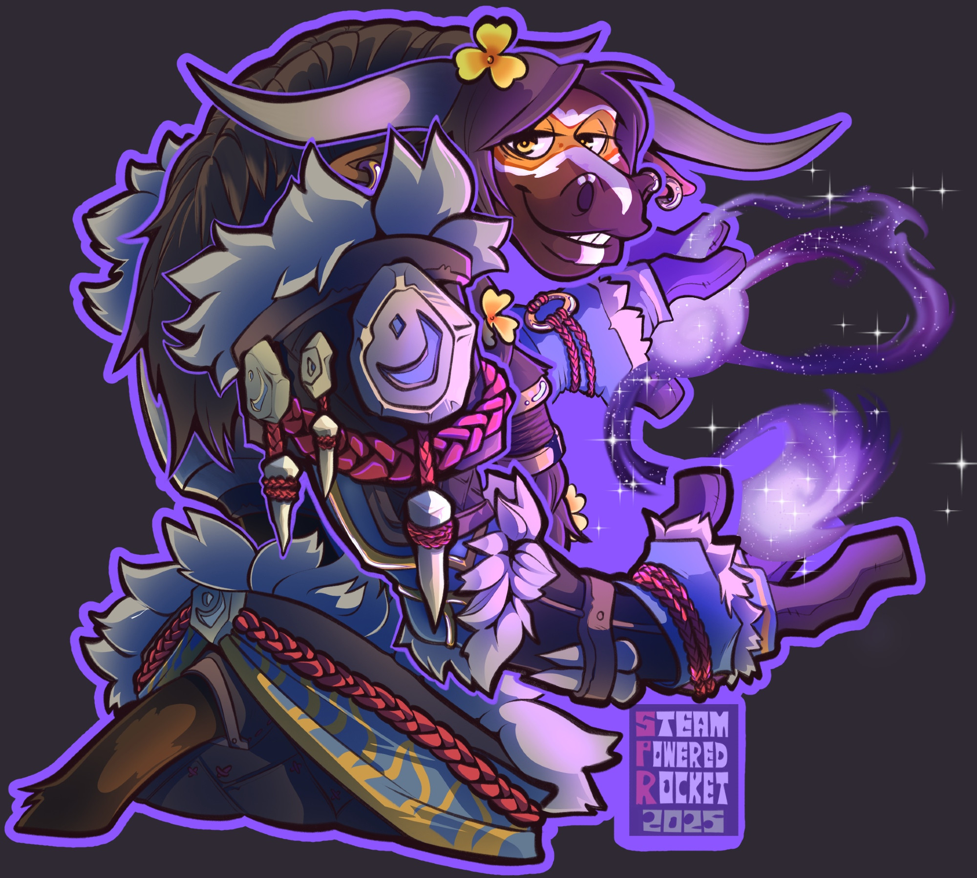 Tauren druid looking over her shoulder while casting Starfire