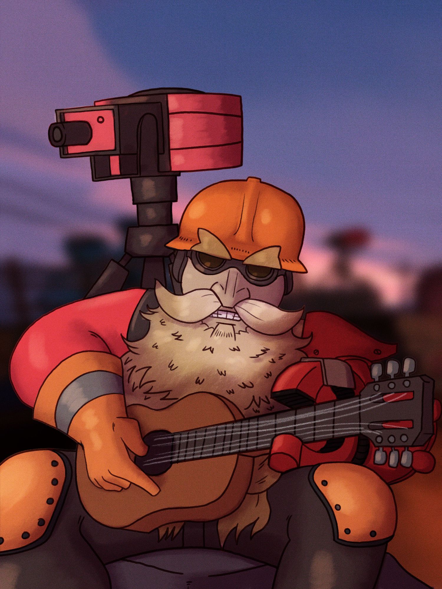 Torbjörn from Overwatch dressed as the TF2 Engineer