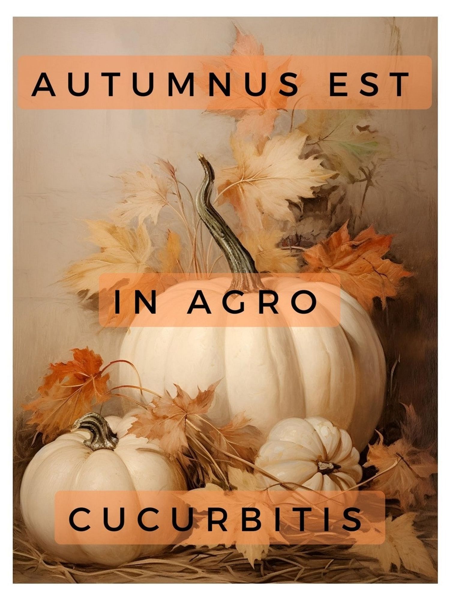 ein bild mit kürbissen und dem spruch
AUTUMNUS EST
IN AGRO
CUCURBITIS