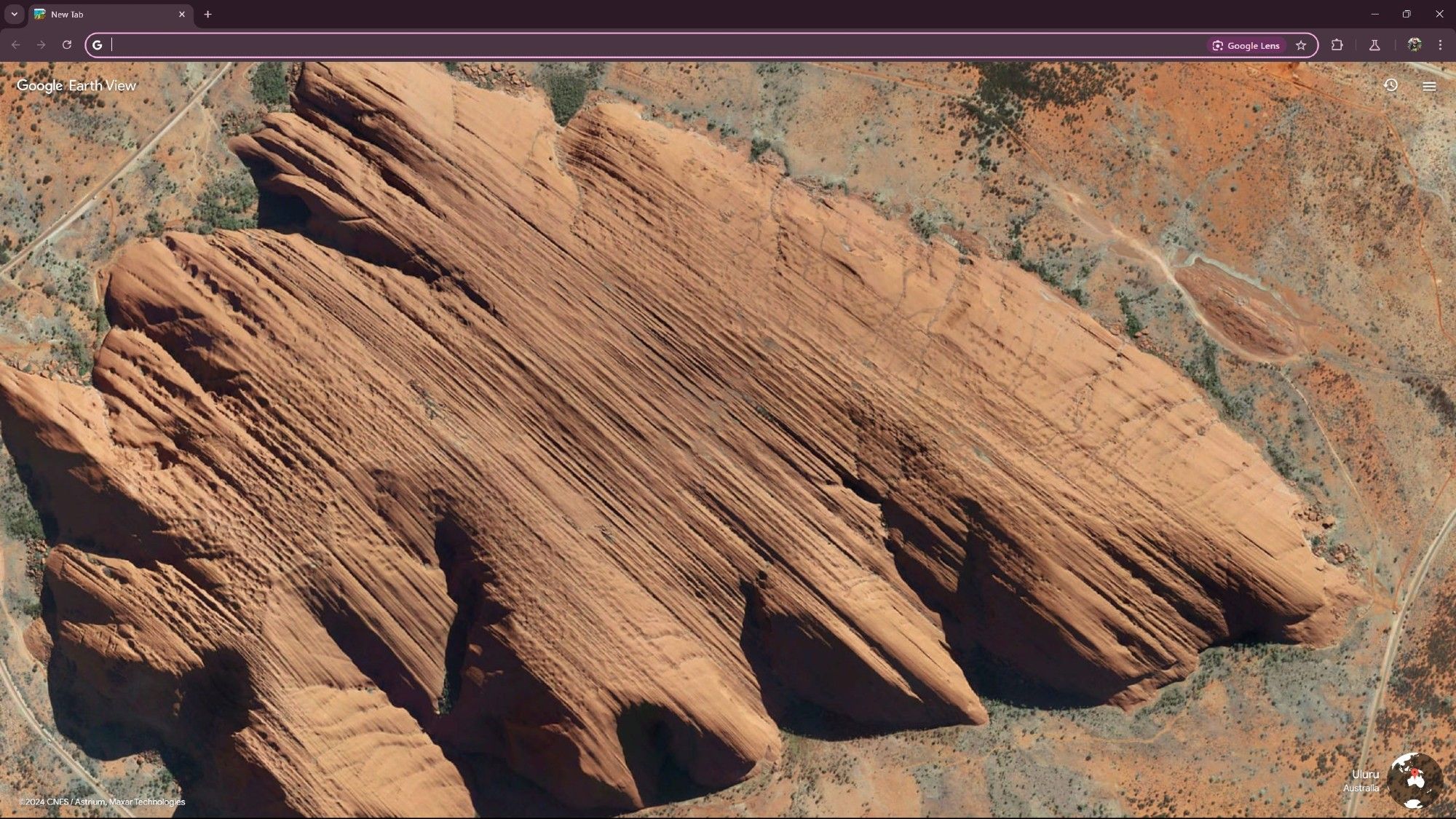 An aerial view of Uluru in Uluru-Kata Tjuta National Park.