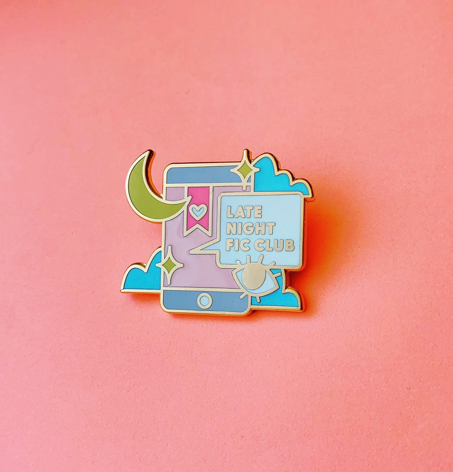 late night fic club enamel pin