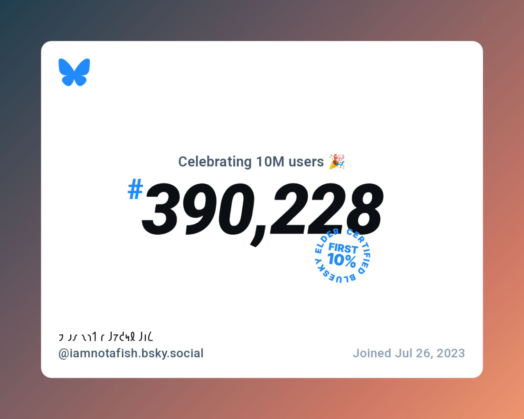 Bluesky now has over 10 million users, and I was #390,228