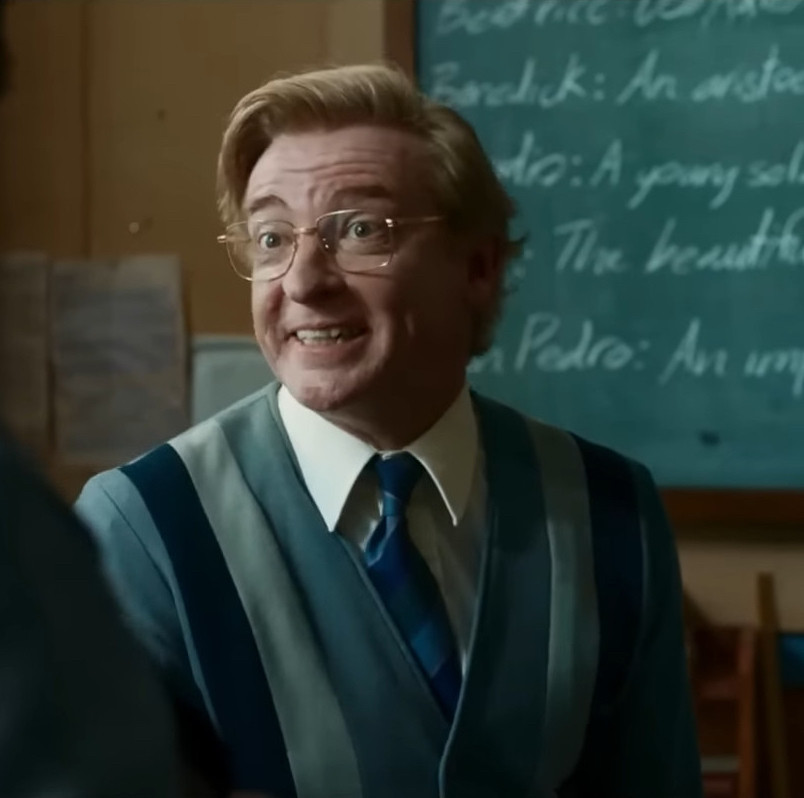 Rhys Darby playing a cute teacher in Uproar