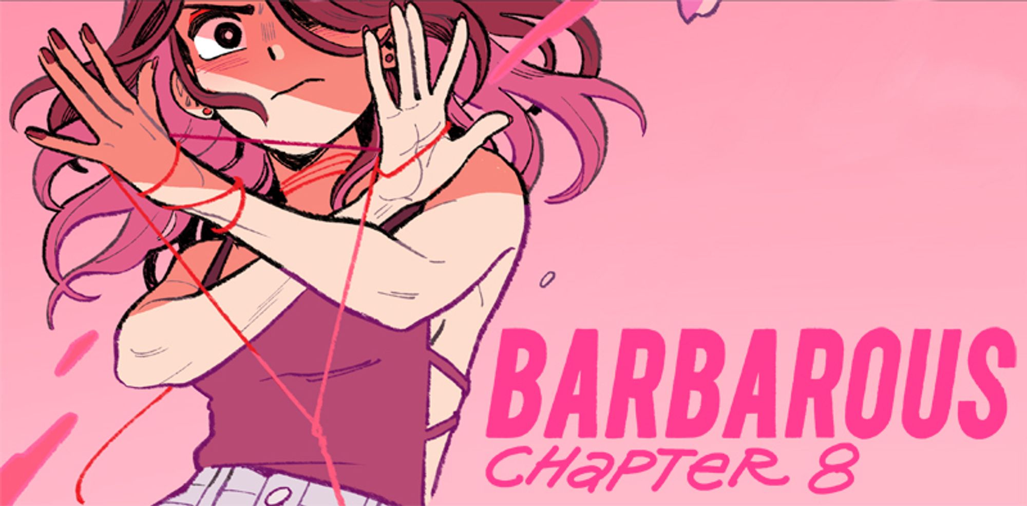 Image of Percy doing magic! Text reads: BARBAROUS chapter 8