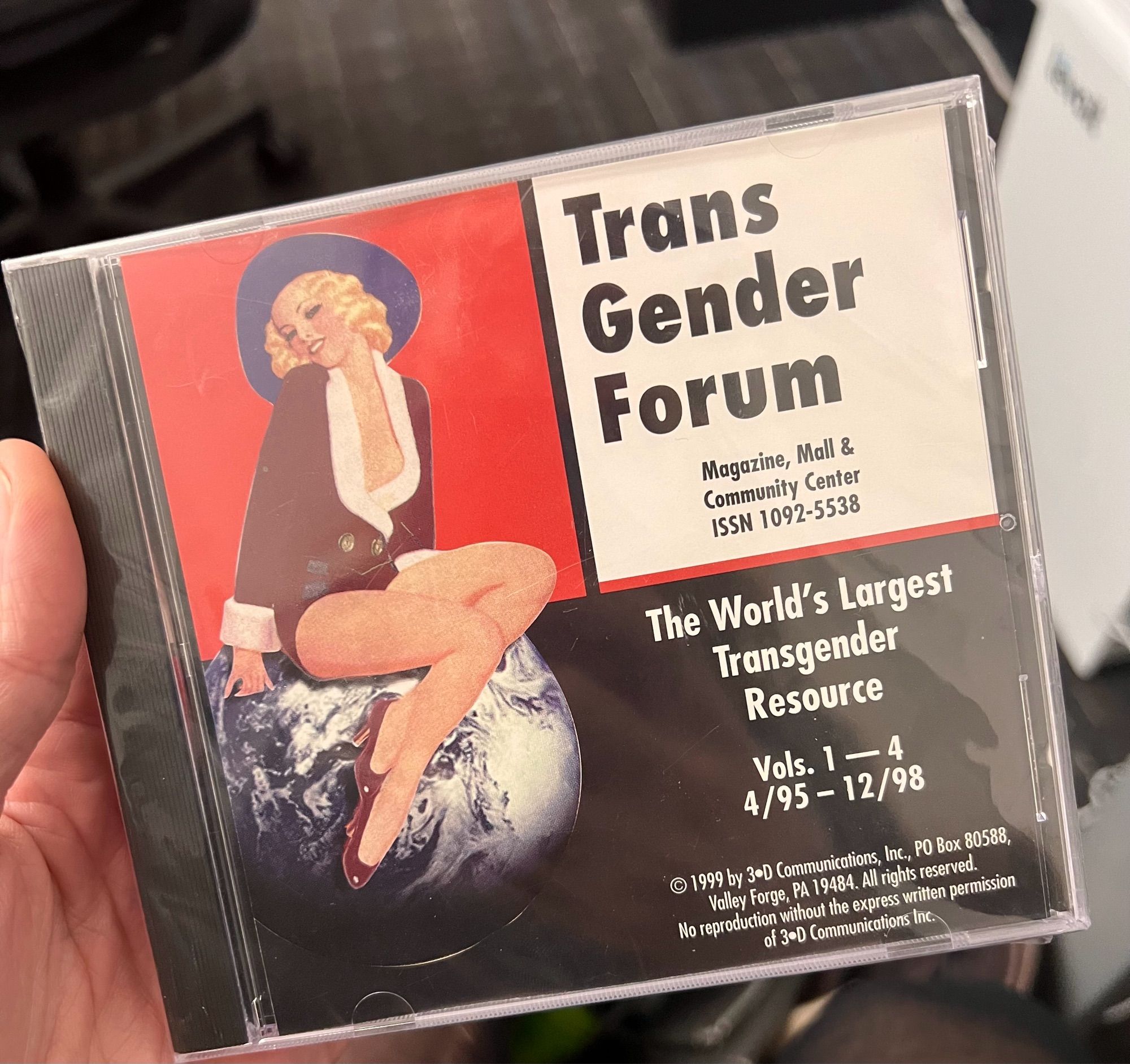 CD ROM labeled trans gender forum, the worlds largest transgender resource, vols 1-4 4/95 - 12/98