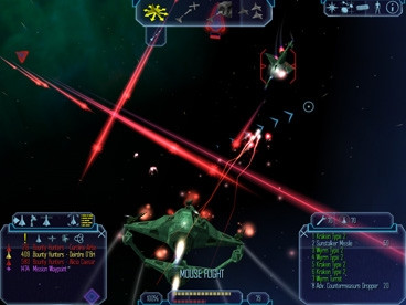 A screenshot from Freelancer showing a space battle 