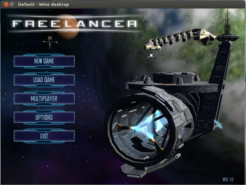 The menu screen for Freelancer, the Windows game. 