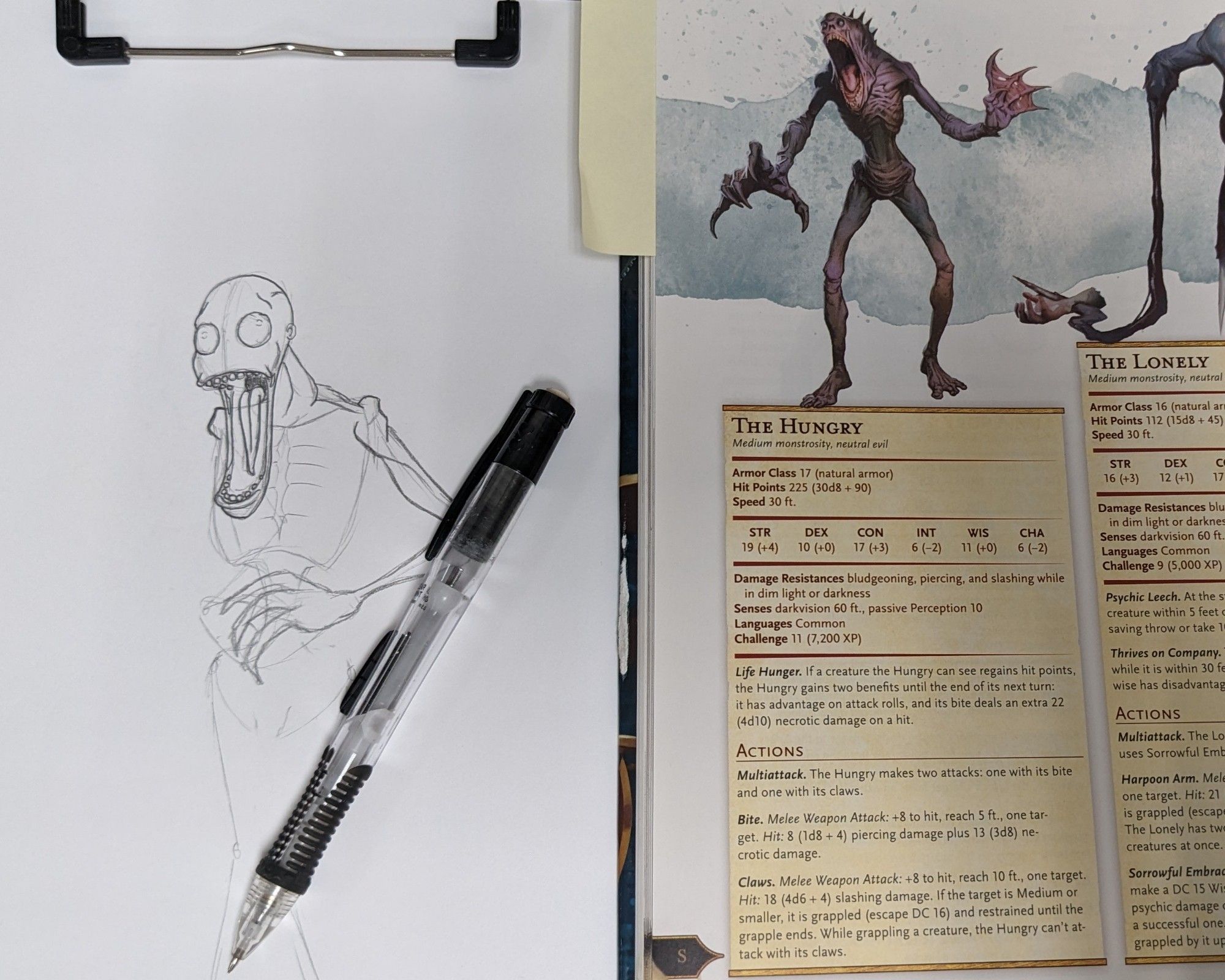 Sketch and page of MToF of the Hungry