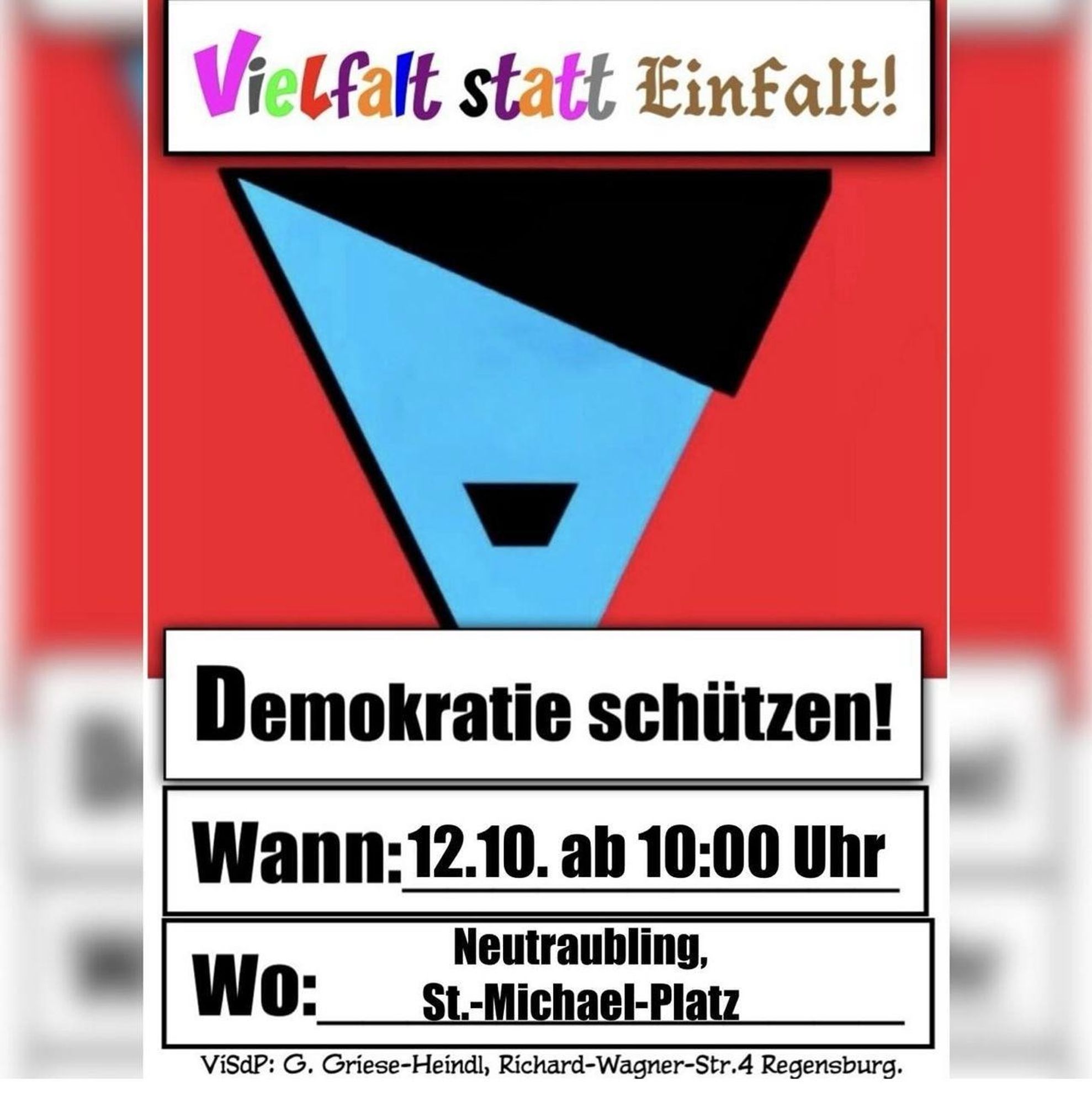 Vielfalt statt Einfalt - am 12. 10. in Neutraubling.