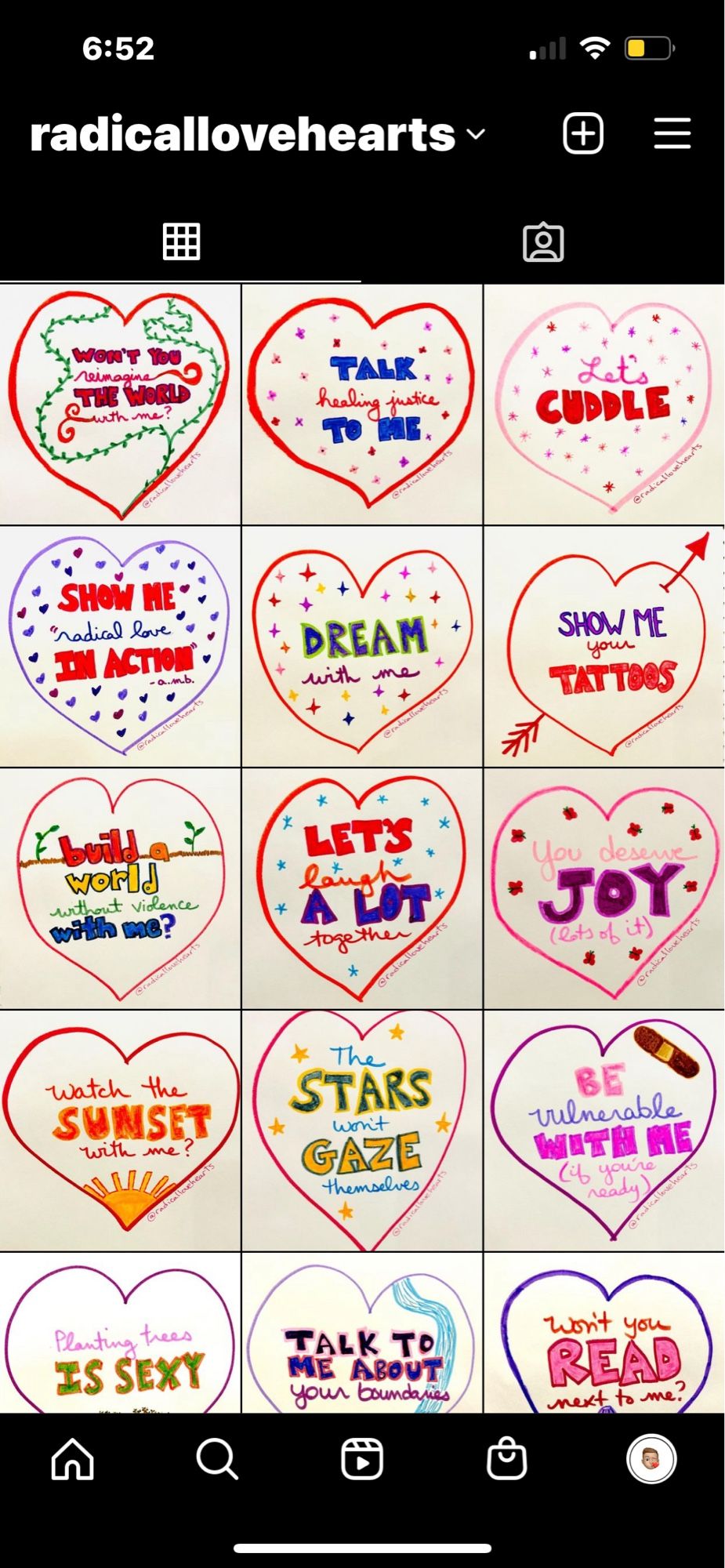 Radical love hearts page on instagram