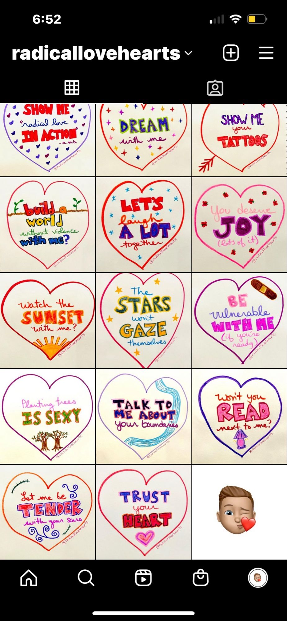 Radical love hearts page on instagram