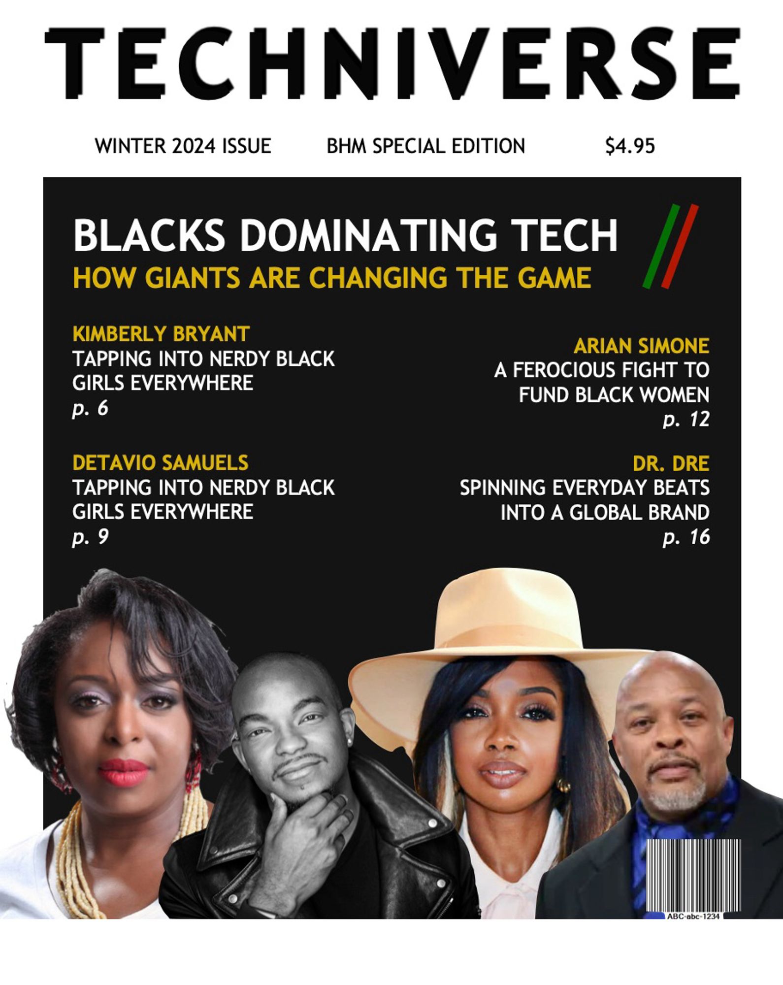 Example magazine cover featuring four Black peoples who work in technology