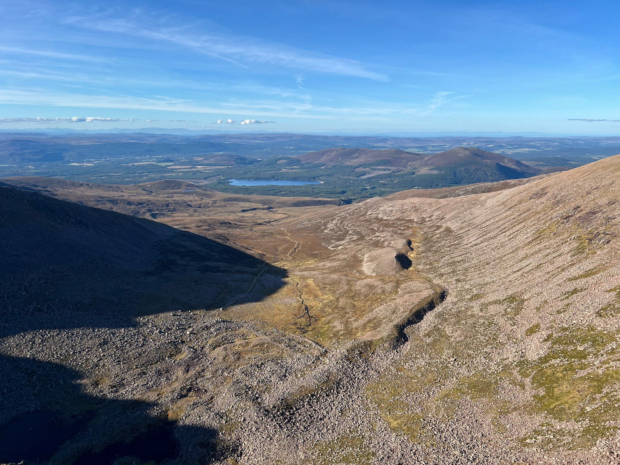 Looking down into one of the huge corries of Cairn Gorm.