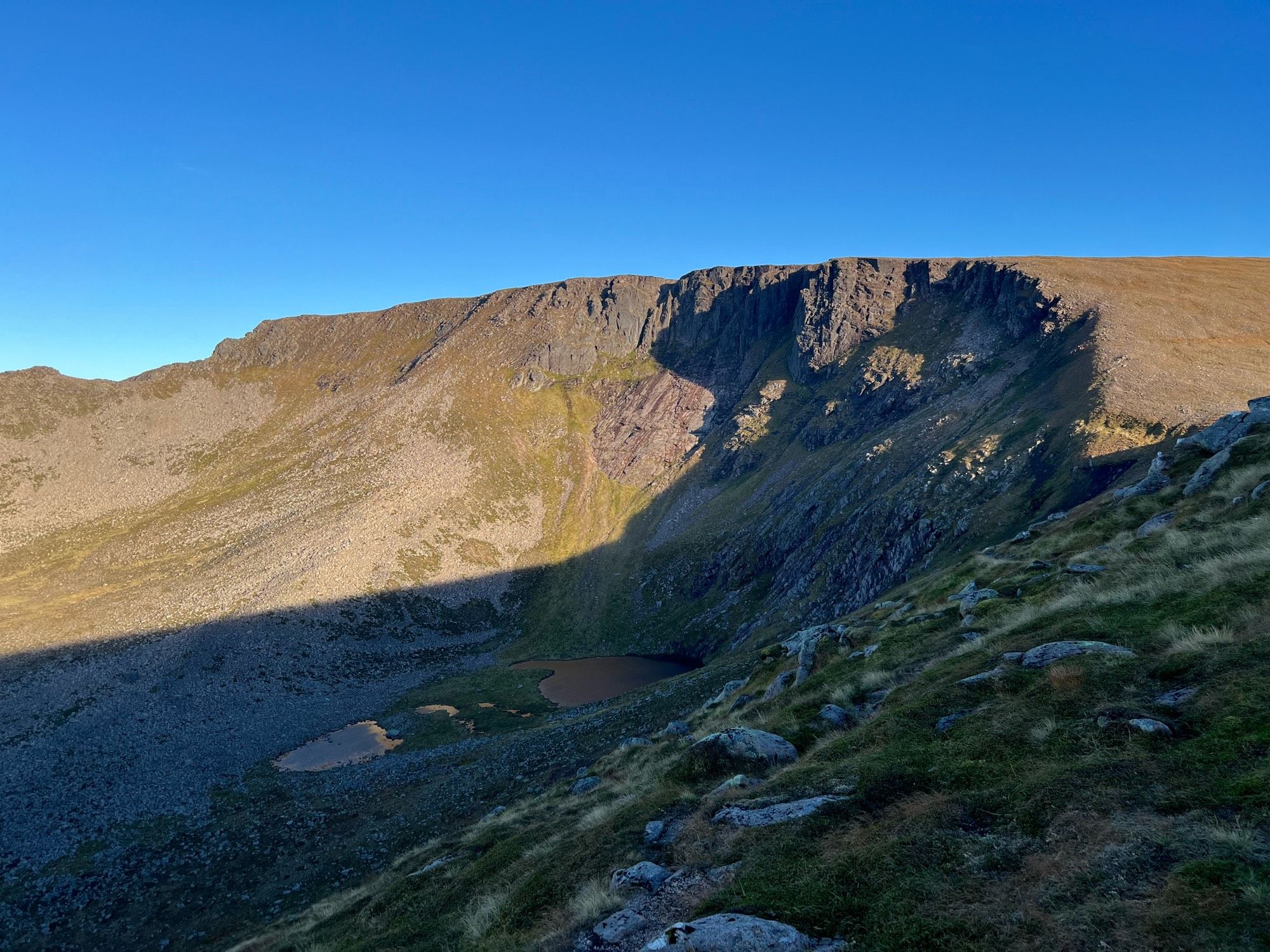 Looking back over Cairn Lochan on the descent.