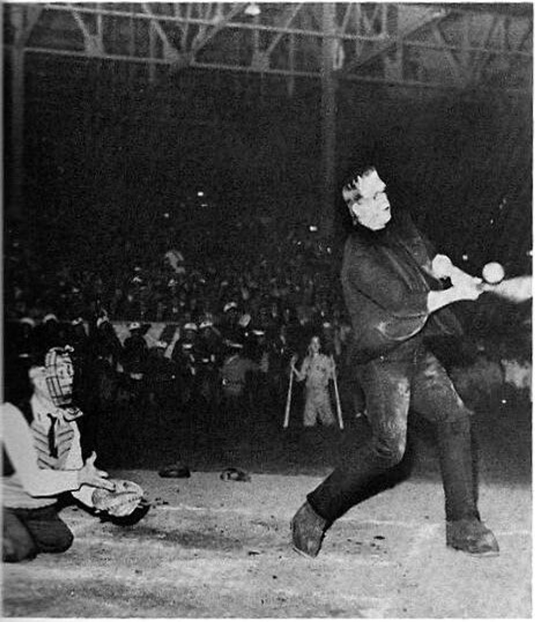 Boris Karloff,  Here he is squaring off against Buster Keaton in a 1940 charity baseball game that also included Paulette Goddard, the Three Stooges, Andy Devine, Marlene Dietrich and Broderick Crawford.