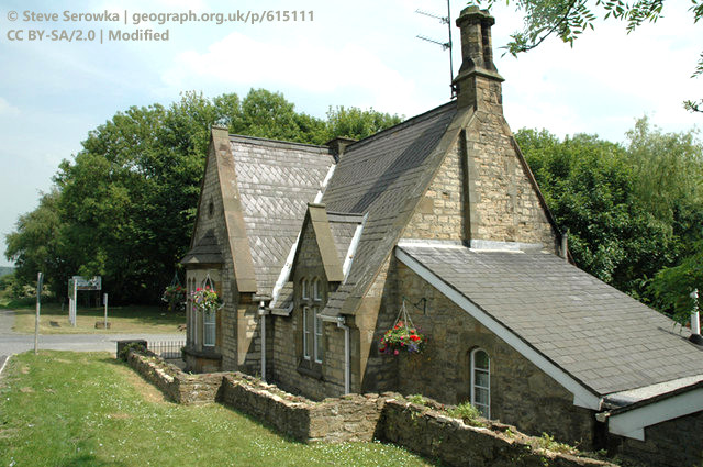 Image: Photo of Welburn Lodge, north facing elevation. A single-storey, stone-built cottage in the Victorian Gothic Revival style.