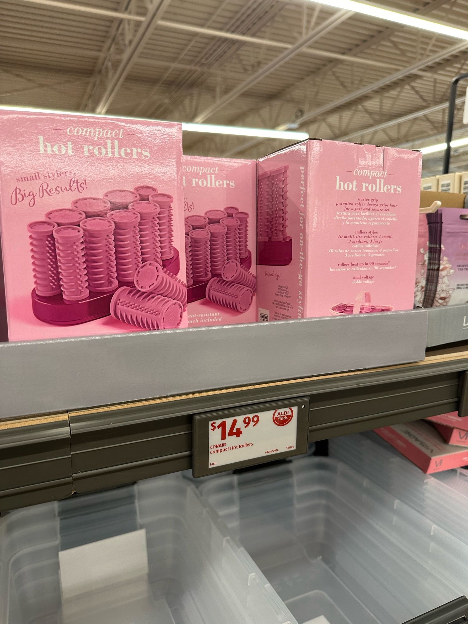 Sets of hot rollers at a local Aldi’s priced at 14.99