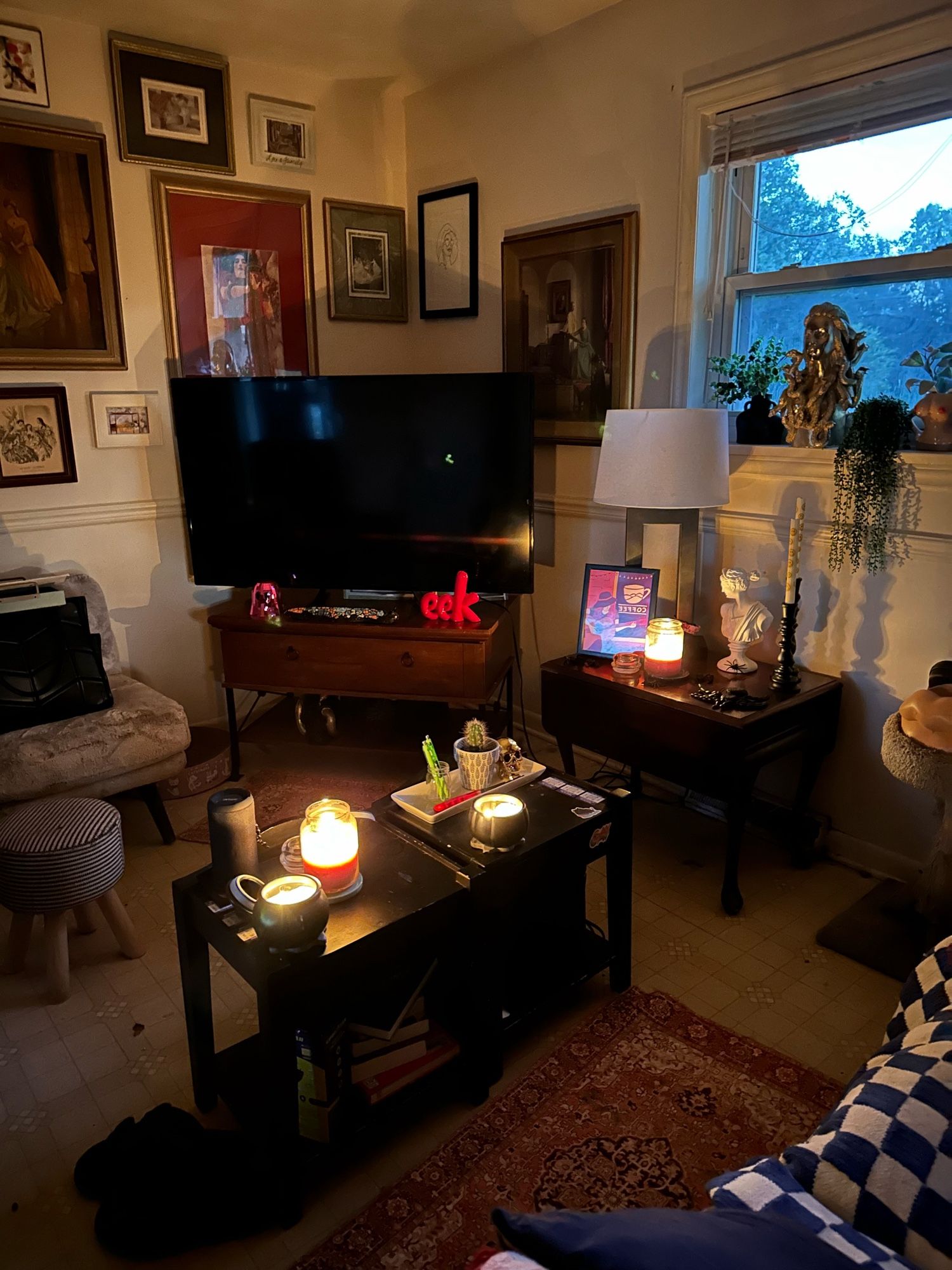 View of my living room in candlelight