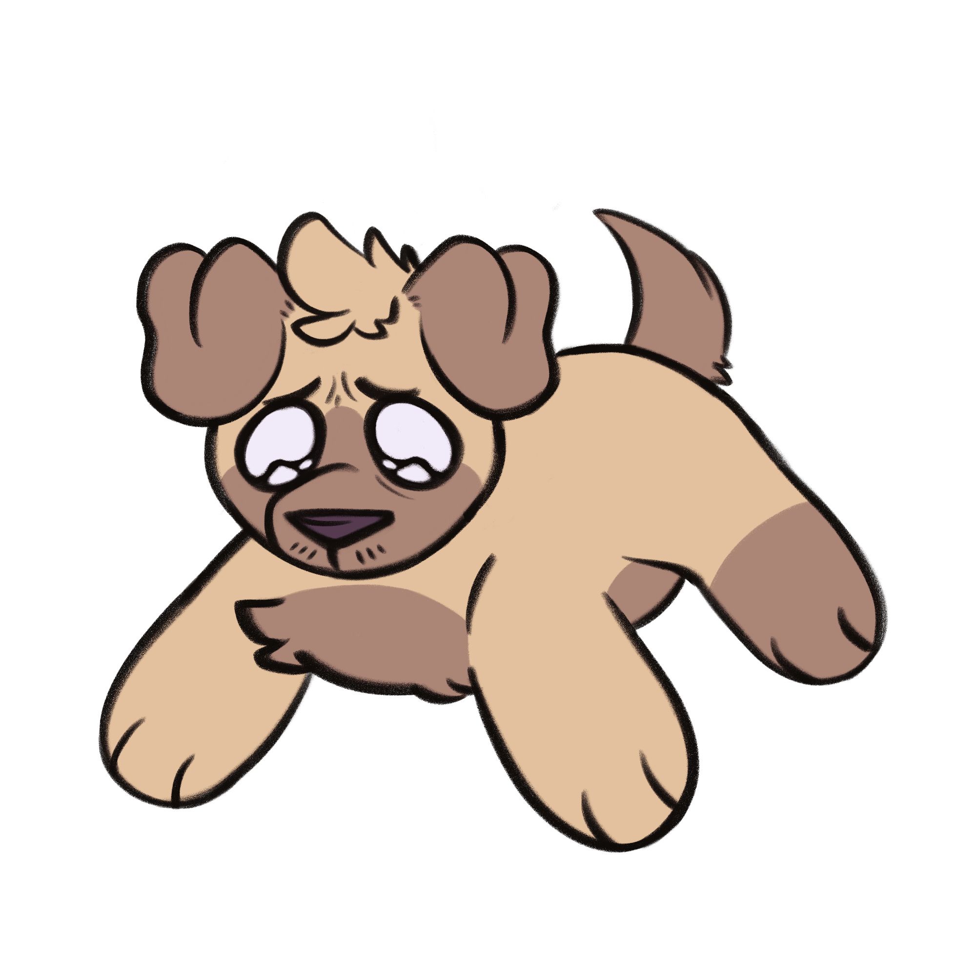 chibi art of a beige dog looking teary eyed