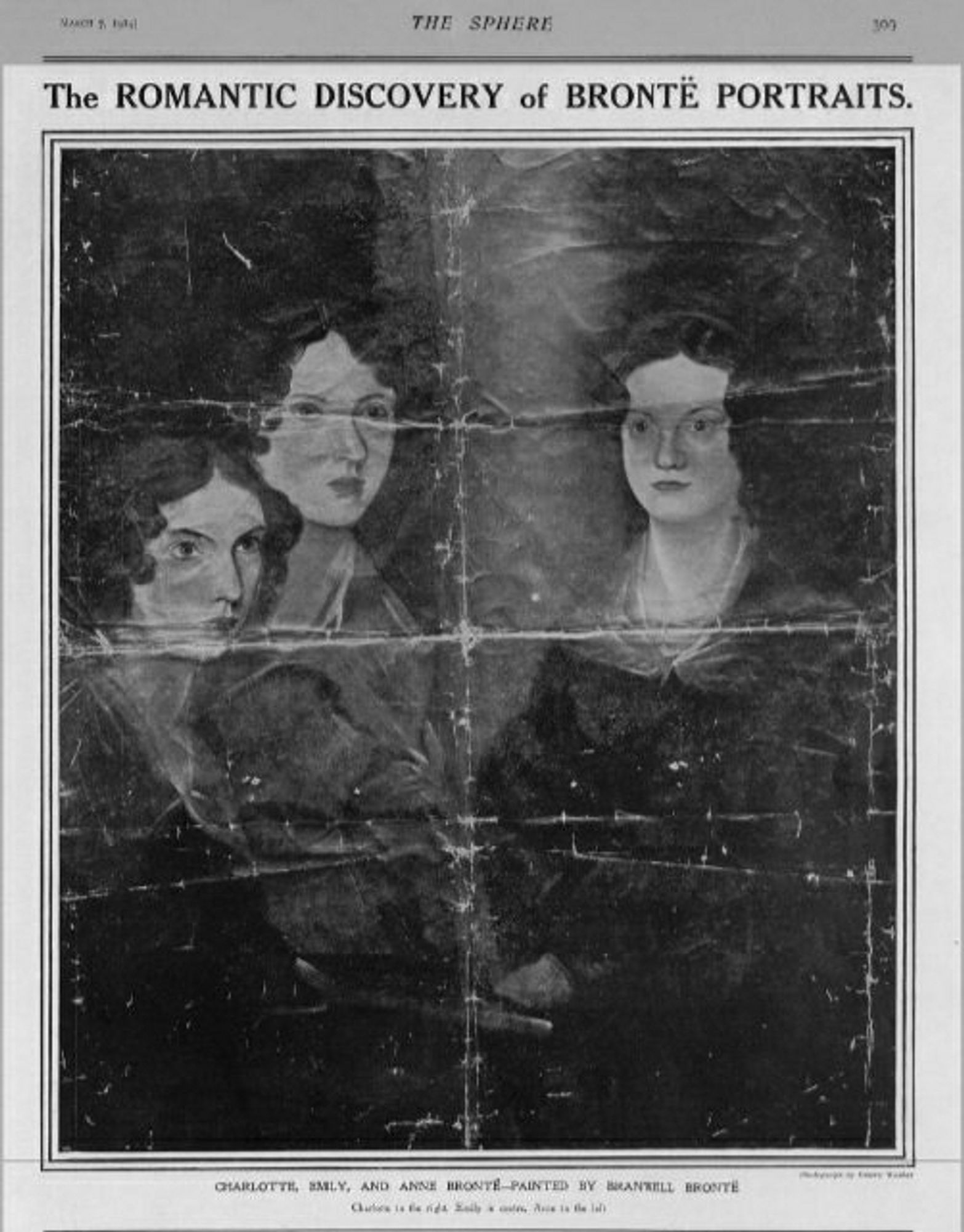 The Bronte sisters pillar portrait after its discovery