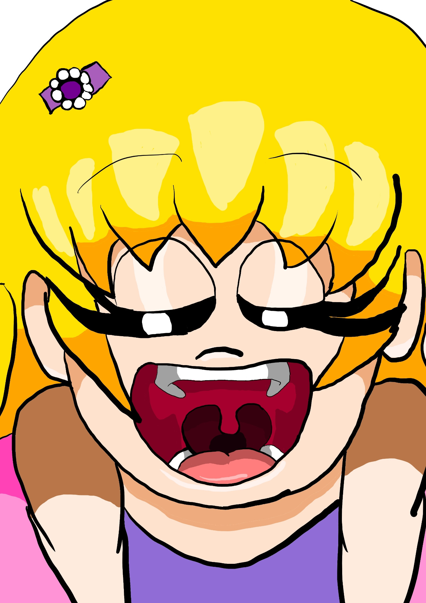 This is a test mawshot I did on Krita with my Wacom One tablet, since I'm more used to drawing on my phone with an S Pen, but it ended up breaking.

Not a bad one, but I know I can do way better.

By this point, she also became way more open to opening her mouth and showing off, especially to Garret, who revealed his thing for it as well~