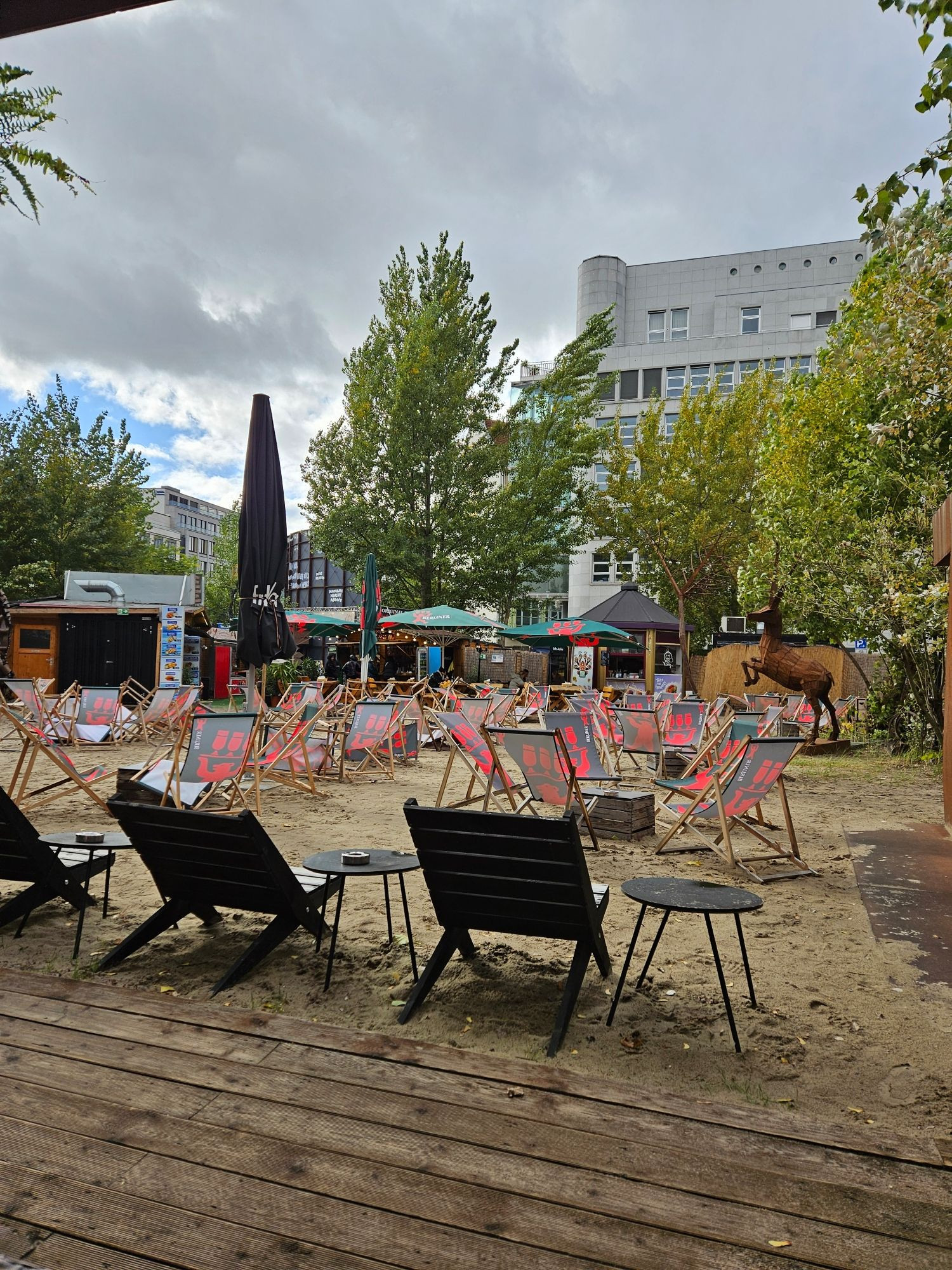 Sand and beach chairs in downtown Berlin