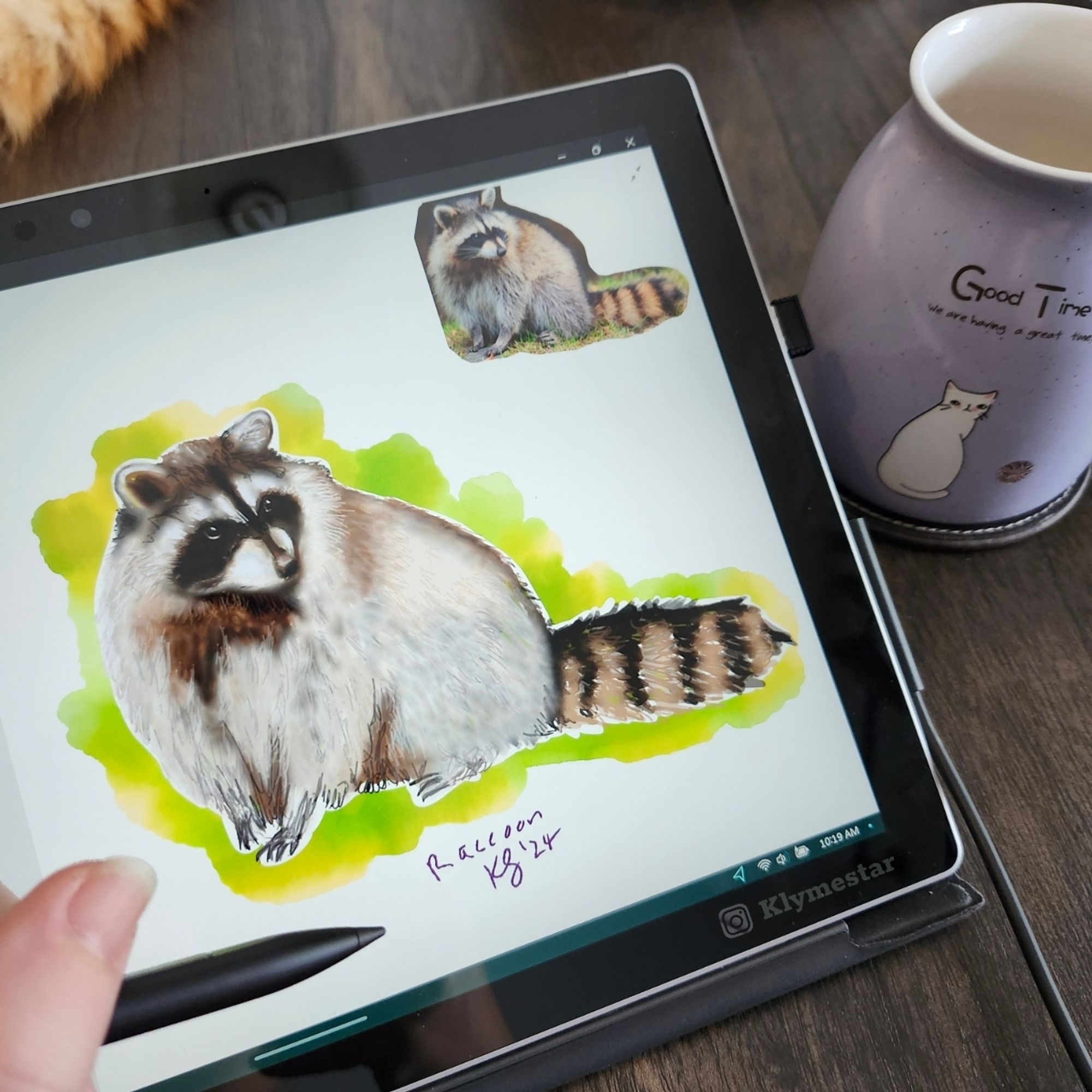 Digital watercolor of a raccoon wild animal of Tennessee