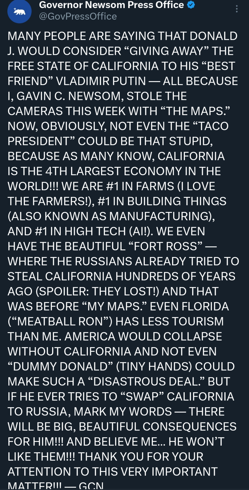 Maga republican conservatives are deeply stupid.
Treat 'em accordingly.

Liberals, Democrats, Progressives, and Democratic Socialists all aka patriots and smart, do well the Big Beautiful Troll and Bait to maga Republican conservatives.