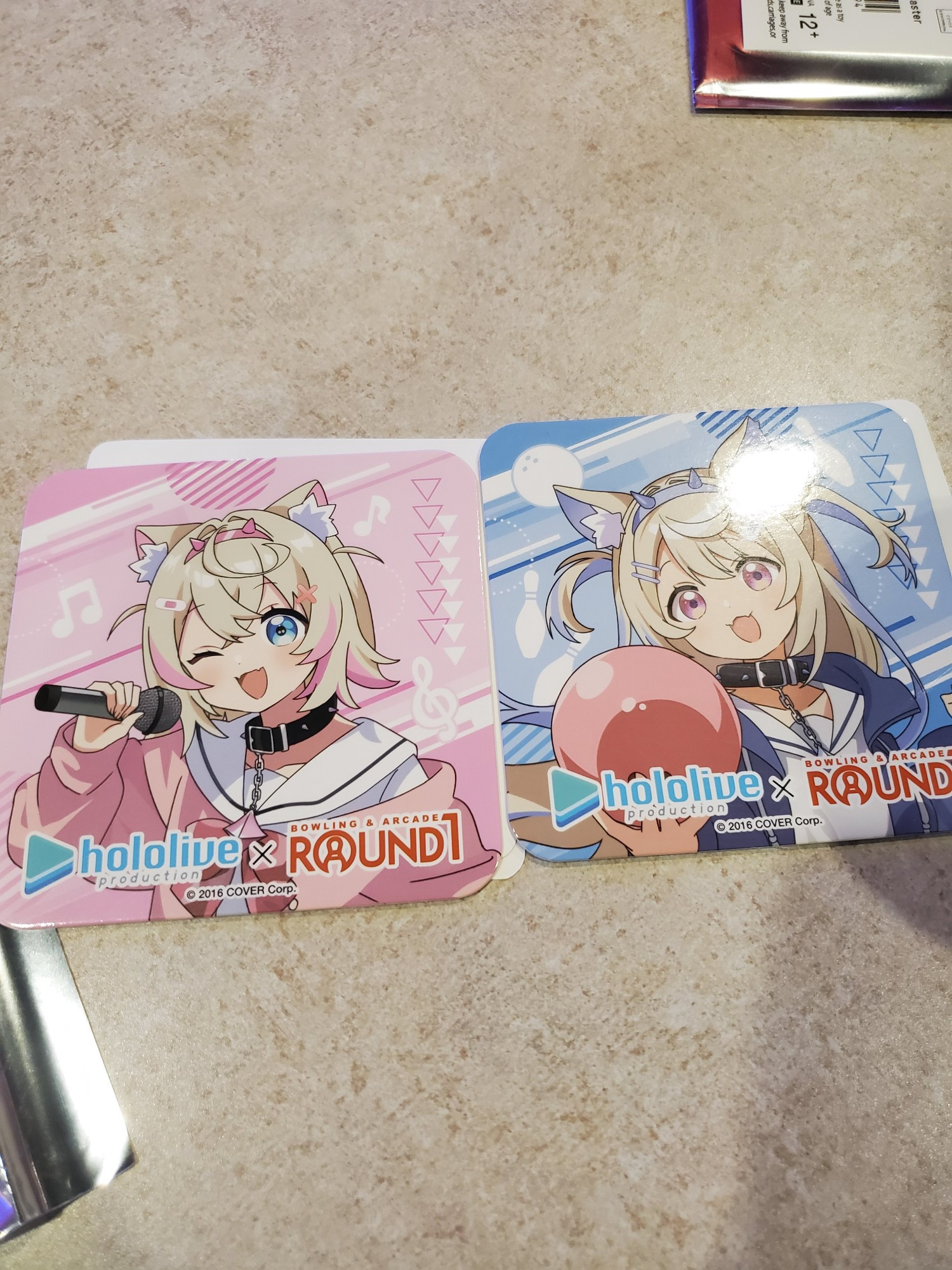 Mococo and Fuwawa coasters!
(We got 2 Fuwawa ones)