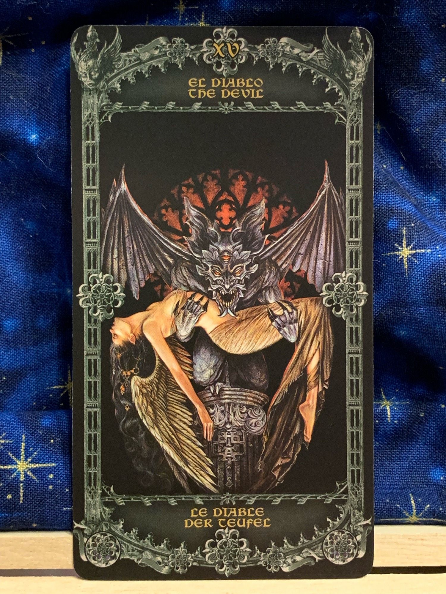 Photo of The Devil. card from Alchemy 1977 England Tarot.